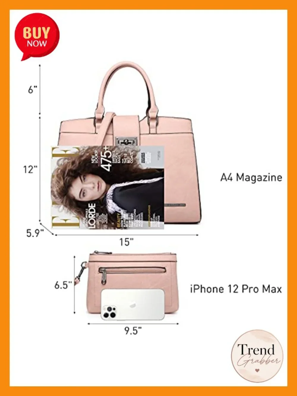 Vegan Leather Satchel Purse 2-Piece Set Large Tote Work Bag